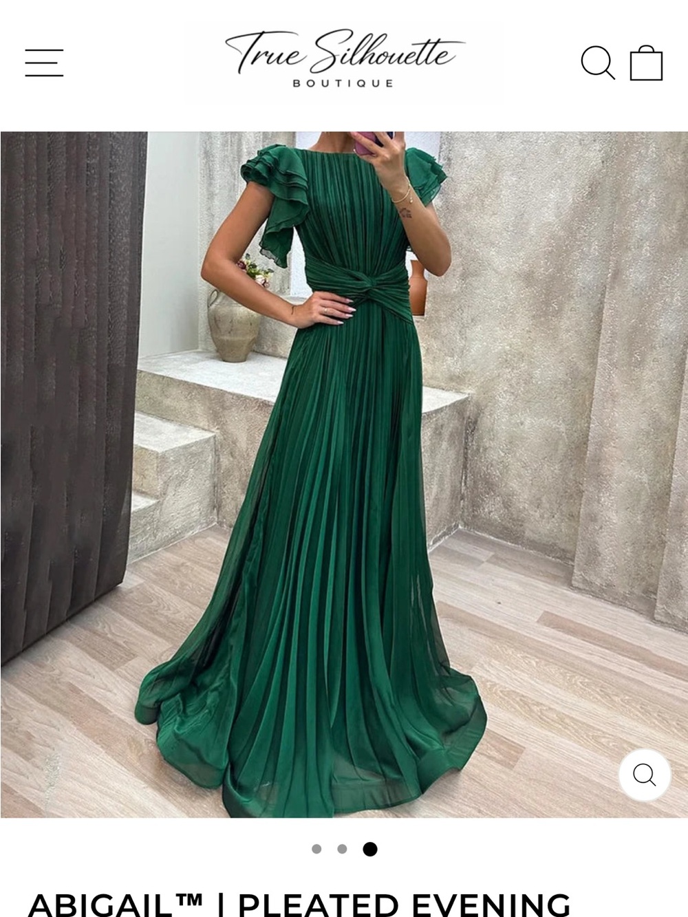 Silhouette Emerald Green Pleated Maxi Dress with Knotted Waist